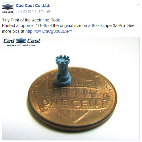 Cad Cast Co., Ltd. Tiny Print of the Week Rook 1/10th original size