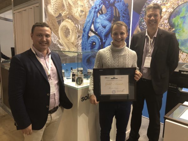3D-SYSTEM, LLC and Solidscape present the Gold Award to Aleksander Bleskin of Russia